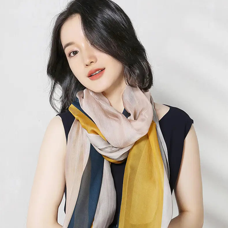 Rainbow - Silk Shawl, Modern style, Dual purpose of Scarf & Shawl